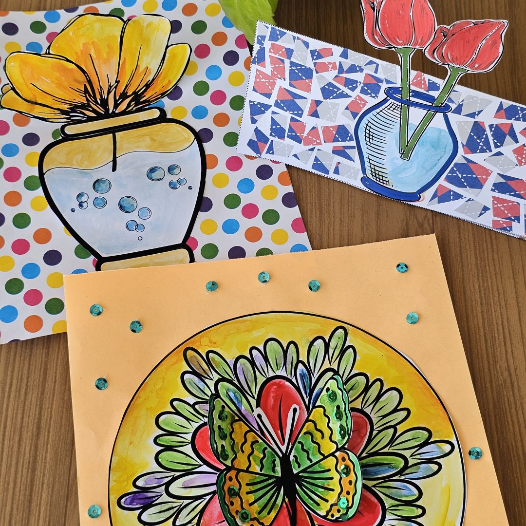 Cartões para pintar, recortar e colar!