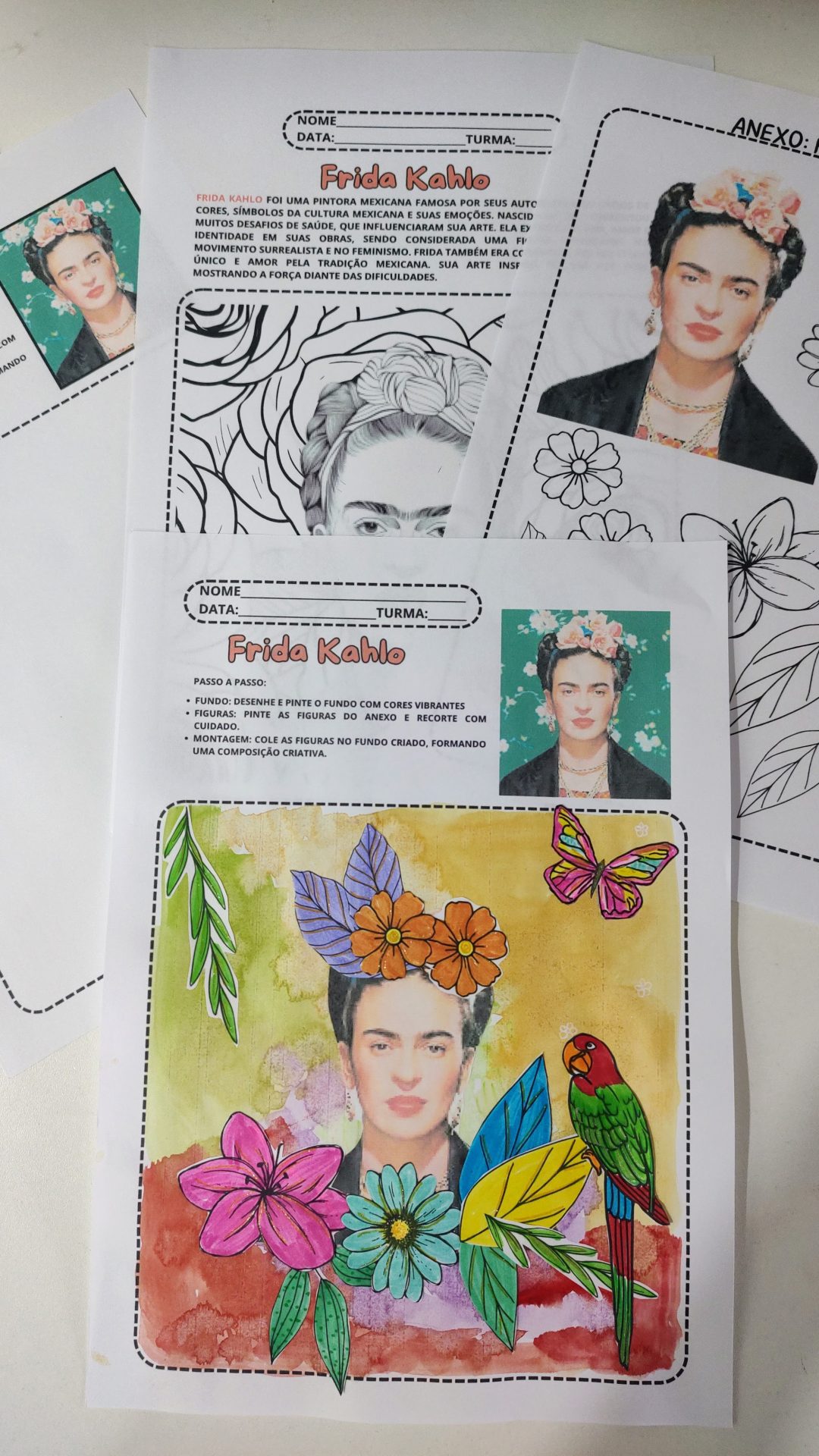 Atividade Individual- Frida Kahlo (Obs: Esta atividade faz parte da Apostila de Arte - Pintores Famosos, também disponível para aquisição completa).