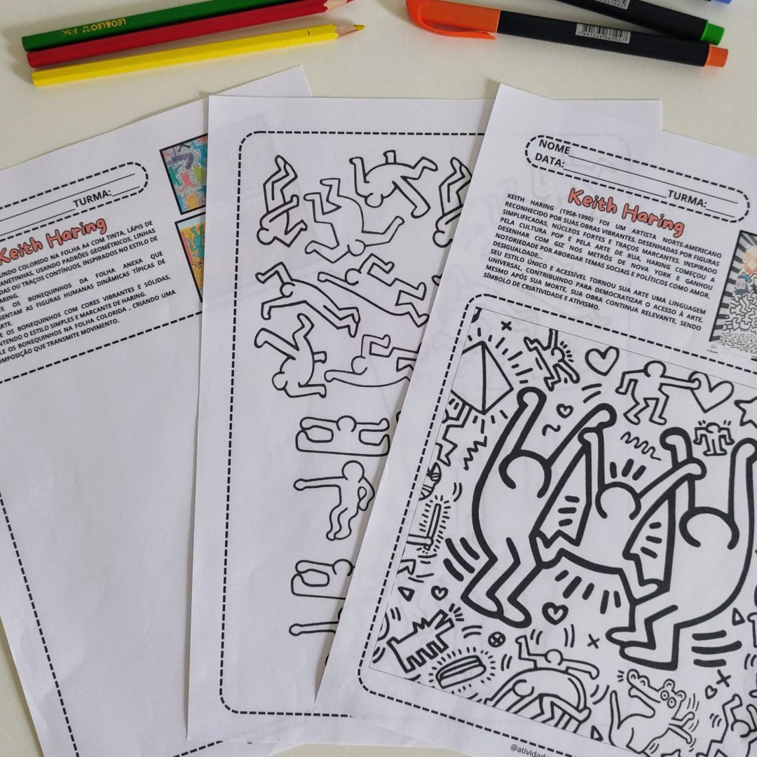 Atividade Individual-Keith Haring (Obs: Esta atividade faz parte da Apostila de Arte - Pintores Famosos, também disponível para aquisição completa).