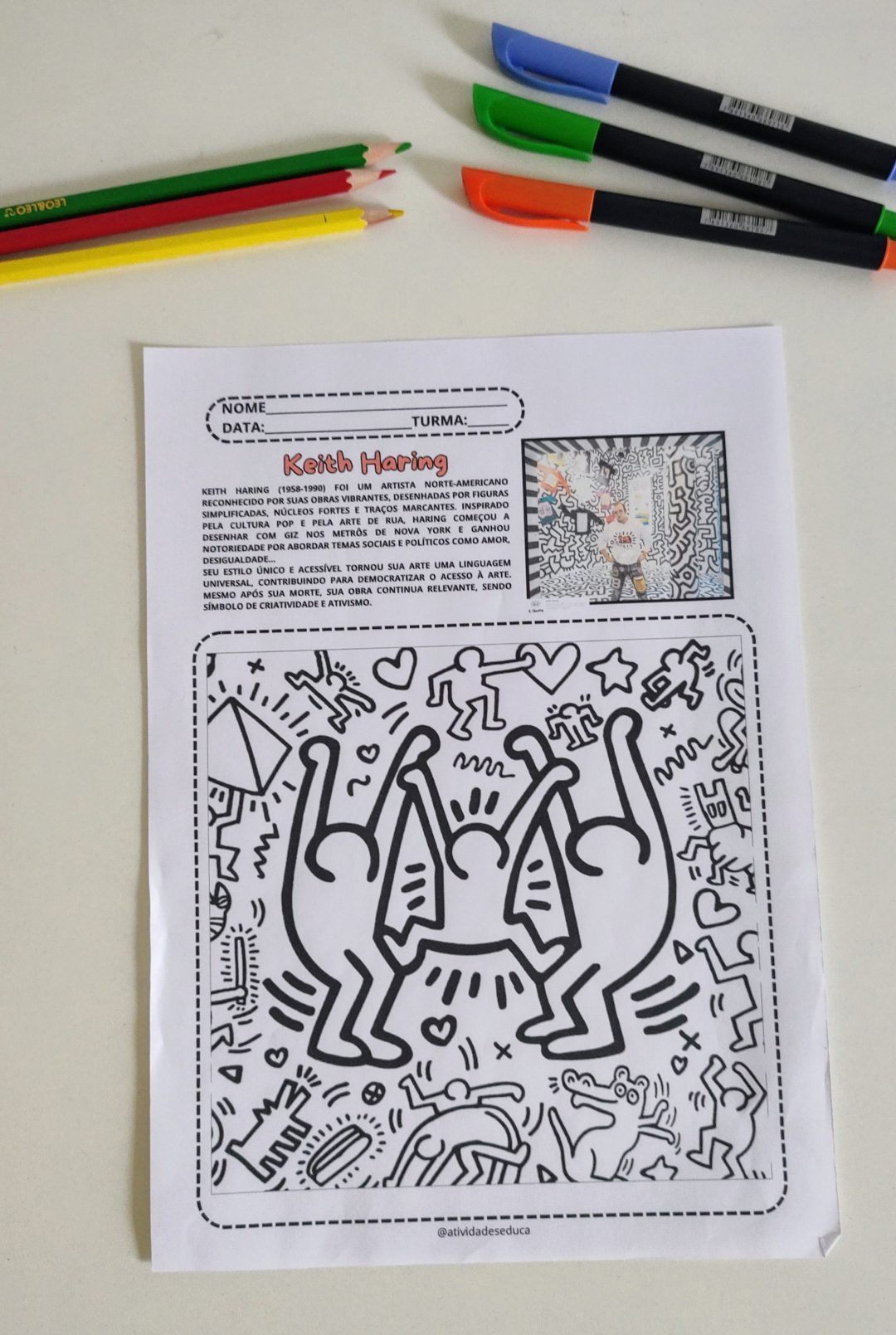Atividade Individual-Keith Haring (Obs: Esta atividade faz parte da Apostila de Arte - Pintores Famosos, também disponível para aquisição completa). - Imagem 2