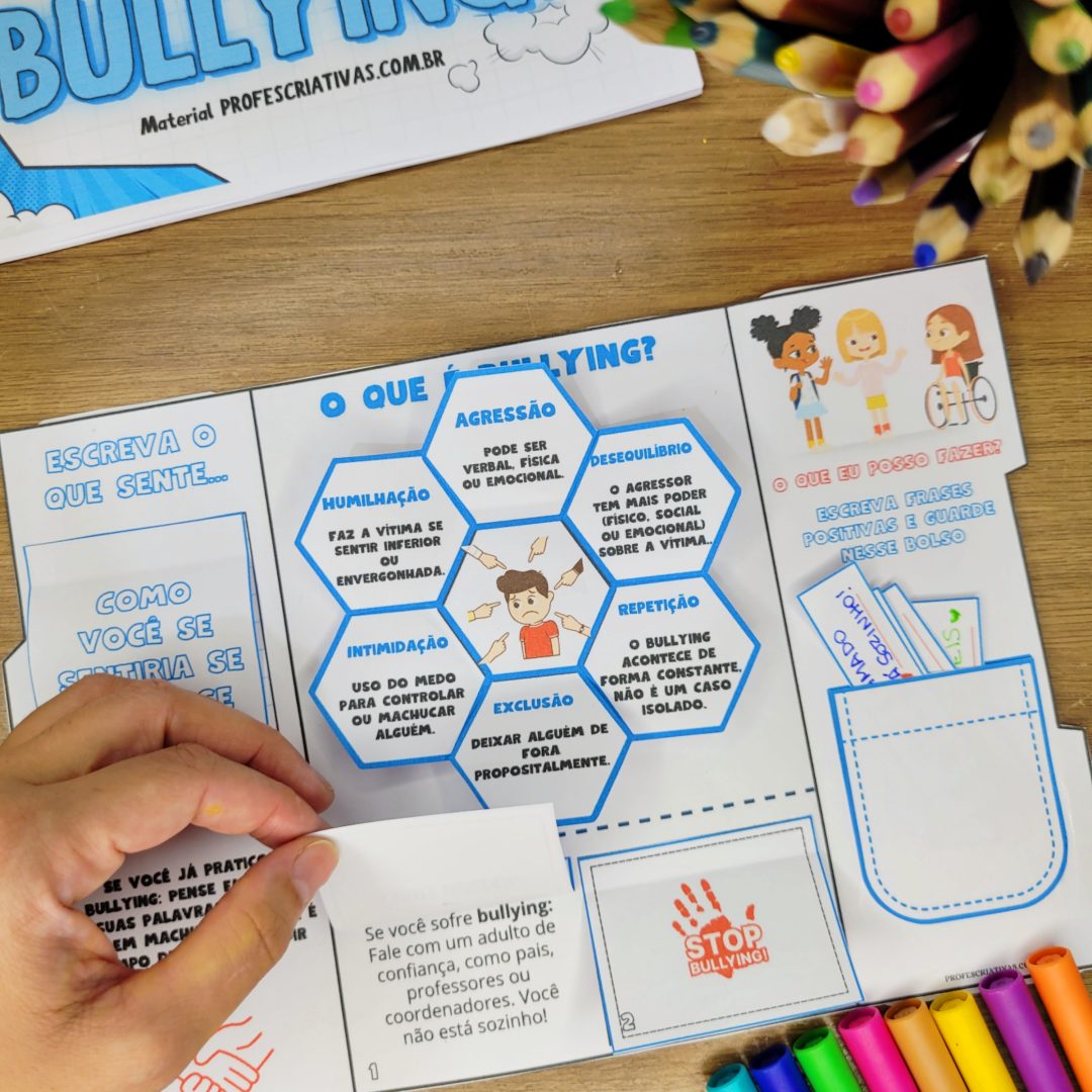 Atividade para trabalhar o BULLYING para Ensino Fundamental Lapbook "Juntos contra o Bullying"
