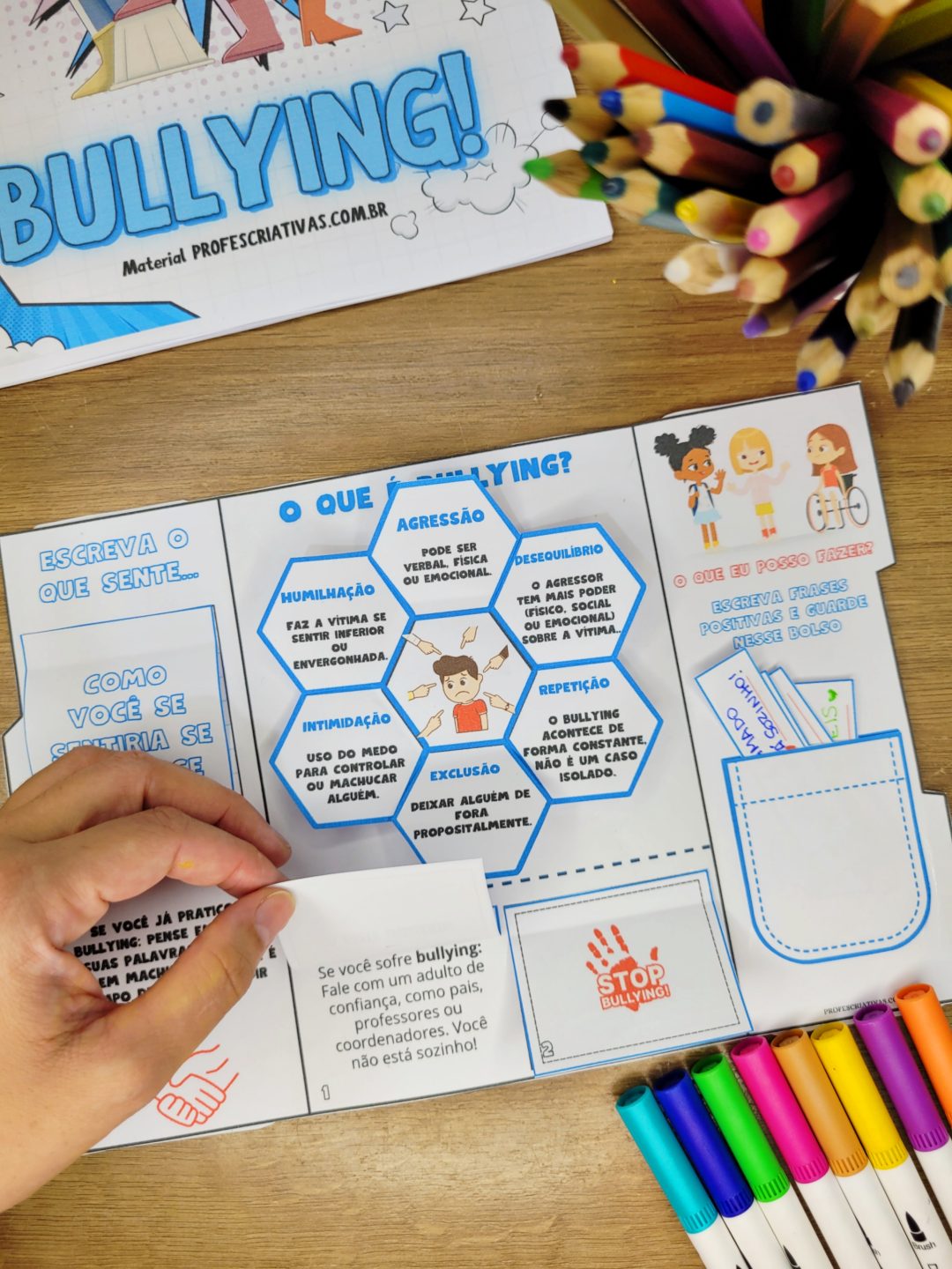 Atividade para trabalhar o BULLYING para Ensino Fundamental Lapbook "Juntos contra o Bullying"