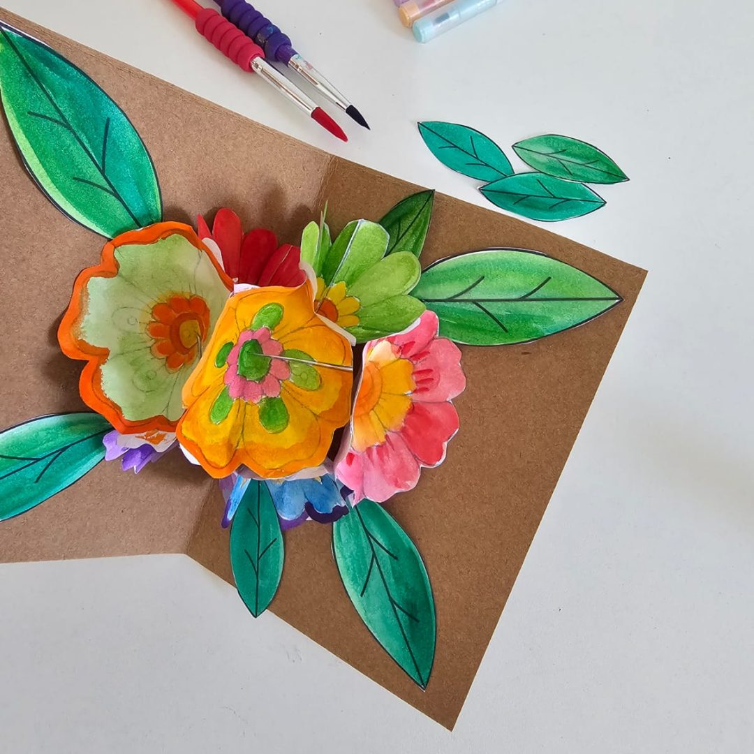 Cartão 3D de Flores – Encante com Arte e Criatividade!