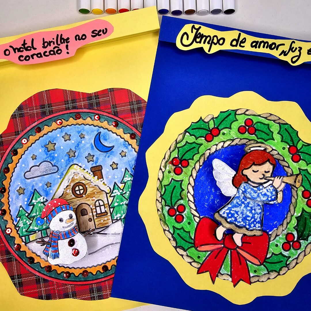 Mandalas 3D de Natal para Colorir e Montar