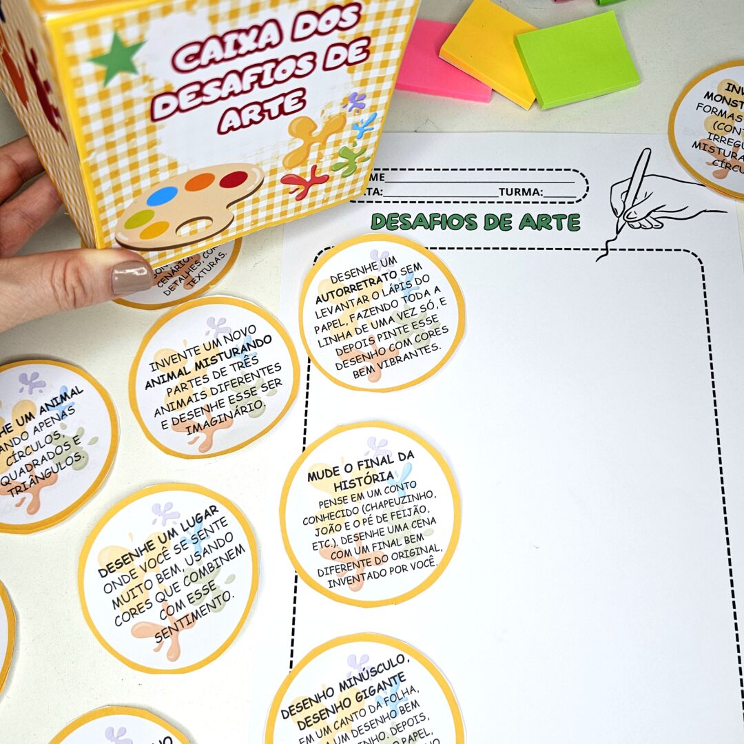 Caixa dos Desafios da Arte- Ideias criativas para aulas de Arte mais envolventes!