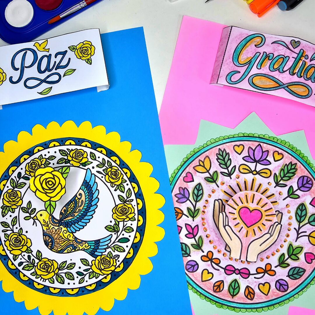 Mandala 3D dos Bons Sentimentos: atividade para colorir, recortar e montar!