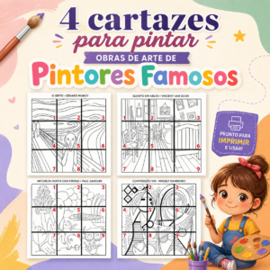 Cartazes para pintar! Obras de quatro grandes pintores da história da arte!