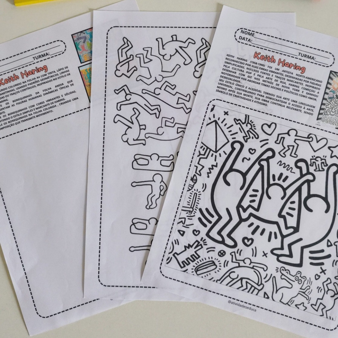 Atividade Individual-Keith Haring (Obs: Esta atividade faz parte da Apostila de Arte - Pintores Famosos, também disponível para aquisição completa).