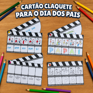 Cartão Claquete para o Dia dos Pais - Lembrança Criativa para Colorir e Montar
