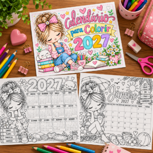 Calendário 2027 para colorir