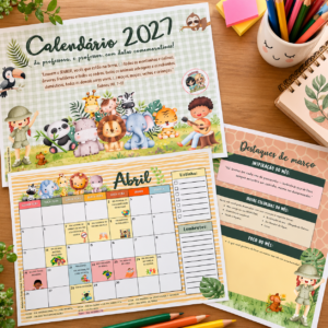 Calendário 2027 Bichinhos Fofos com frases Bíblicas